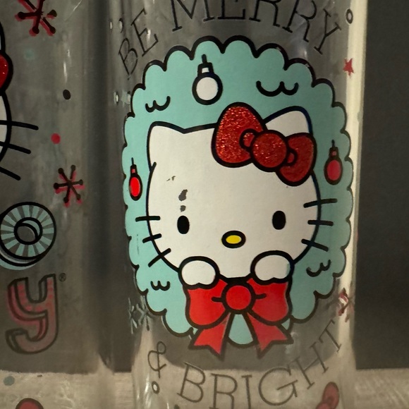 Hello Kitty Sanrio Tall Glasses Be Merry & Bright Pair Holiday - Picture 2 of 9